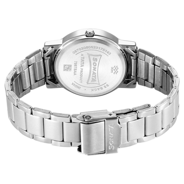 Sonata Classic Quartz Analog Green Dial Silver Stainless Steel Strap Watch for Men - Image 4