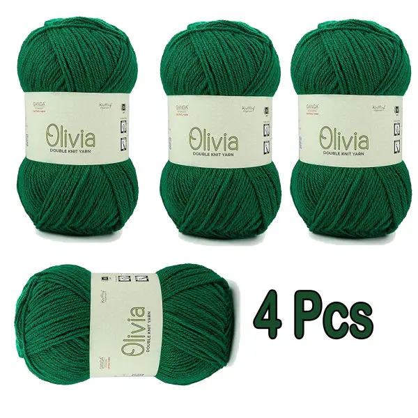 4 Pcs Green Ganga Oliva Knitting Yarn Ola017 100 Grams