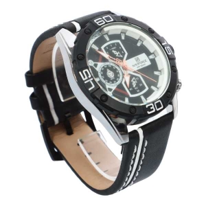 Black Color Unisex Dial Casual Leather Strap Watch
