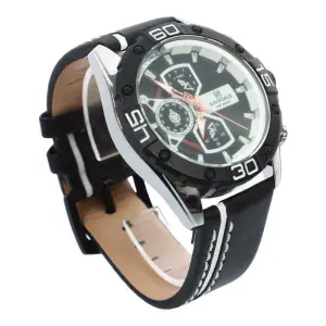 Black Color Unisex Dial Casual Leather Strap Watch