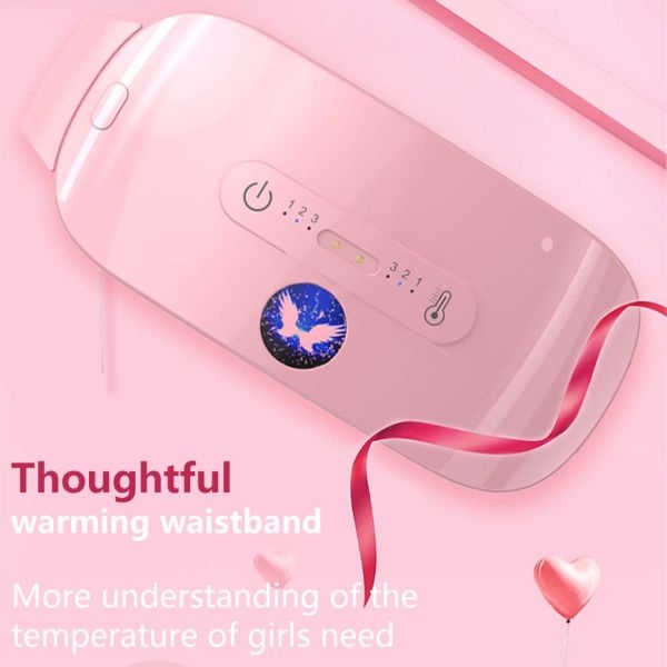NepLiving Women Abdominal Heated Waist Belt Home Hotel Portable Multiple Modes Belly Vibration Heating Massager Rechargeable Waistband Pink - Image 5