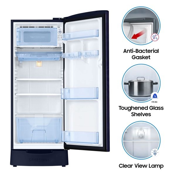 SAMSUNG RR20C2Z226U/IM 192 Litres Single Door Refrigerator with Stylish Grande Design (Flower Pattern Blue) - Image 5