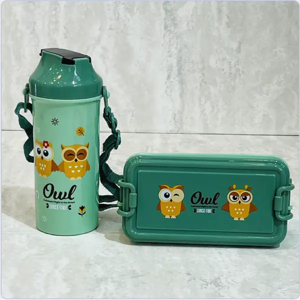 Mamubox Owl Lunch Box with Water Bottle Set || Leak Proof Airtight Lunch Box(PINK) - Image 4