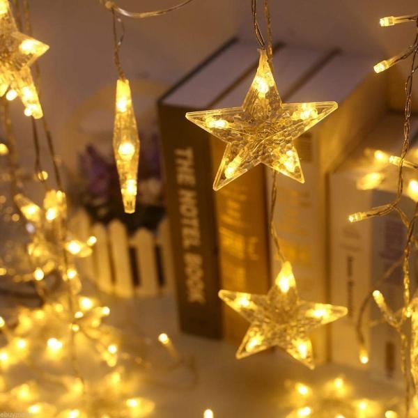 10ft Starry Night LED Curtain String Lights with 8 Modes, Warm White, Festive Home Decor - Image 2
