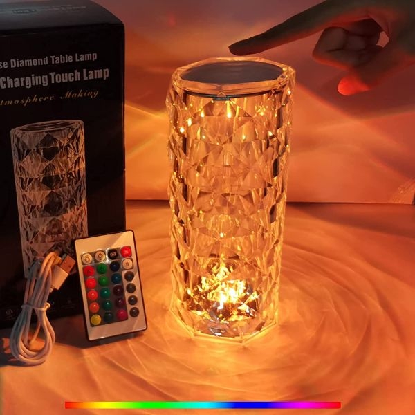 LED Multicolor Crystal Rose Diamond Table Lamp, for Home - Image 3