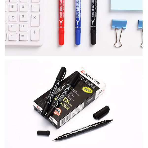 Comix MK 804 Black Color Double Nib CD/DVD/ OHP Marker Pack Of 12 By Mitrata - Image 2