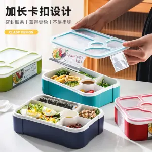 Microwave Safe Plastic 5 Compartments Sealed Salad Lunch Box 1100ml Storage Boxes School Lunchbox Food Container for Kids