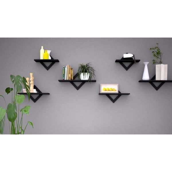 Beautiful Diamond Design Wall Decor Shelf Rack Black (Pack of 3 pcs) - Image 3