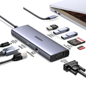 Ugreen 9-in-1 Usb-c Hub Docking Station Adapter (4k Hdmi,3*usb3.0 ,Sd,Tf,Vga,Gigabit Lan,Usb C Pd 100w) CM498-15600