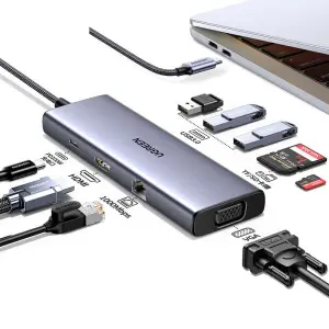 Ugreen 9-in-1 Usb-c Hub Docking Station Adapter (4k Hdmi,3*usb3.0 ,Sd,Tf,Vga,Gigabit Lan,Usb C Pd 100w) CM498-15600