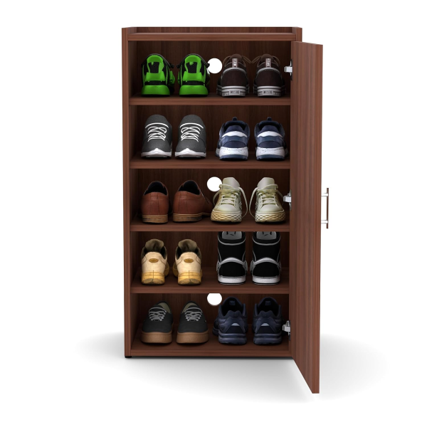 Footsy Engineered Wood Vertical Shoe Rack Or Multipurpose Daraz with Shelf Walnut Finish - Image 5