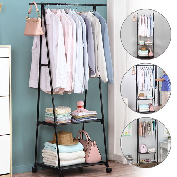 Multifunction Clothes Triangle Coat Rack Removable Bedroom Rack With Wheels - Image 5