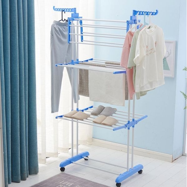 Heavy Duty Stainless Steel Double Pole Foldable Cloth Drying Stand - Image 3