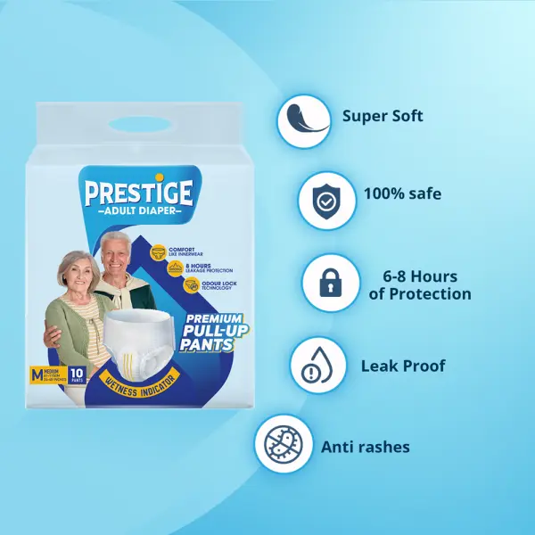 Prestige Adult Pant Style Diaper - Medium | Pack of 10Pieces - Image 3