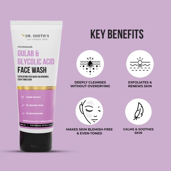 Dr. Sheth’s Gulab & Glycolic Acid Face Wash 100gm - Image 3