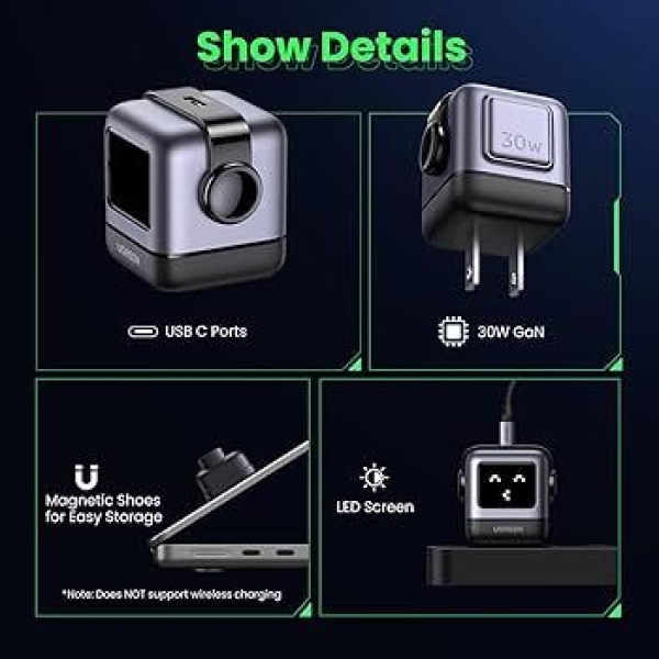 UGREEN RG 30W USB C Charger, Nexode Robot GaN Fast Charger Block, Compact Wall Charger Power Adapter - Image 3