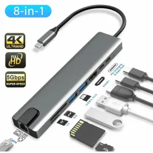 8-in-1 USB Type-C to 4K HDMI Multiport Adapter Hub with PD Charging
