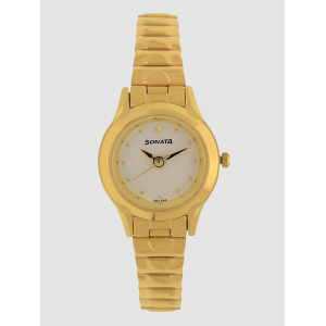 Sonata Quartz Analog White Dial Stainless Steel Strap Watch for Women 8098YM01
