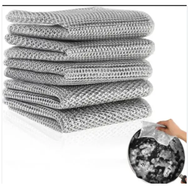 Pack of 5 Multipurpose Wire Dishwashing Rags for Wet and Dry Stainless Steel Scrubber for Utensils Non-Scratch Wire Dishcloth for Washing Dishes Sinks Counters Easy Rinsing Machine Washable - Image 2
