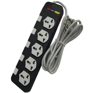 Silvertek 'ST-550' Surge Protector 5 Outlet Universal Electrical 3 Pin Socket Extension Cord Multiplug