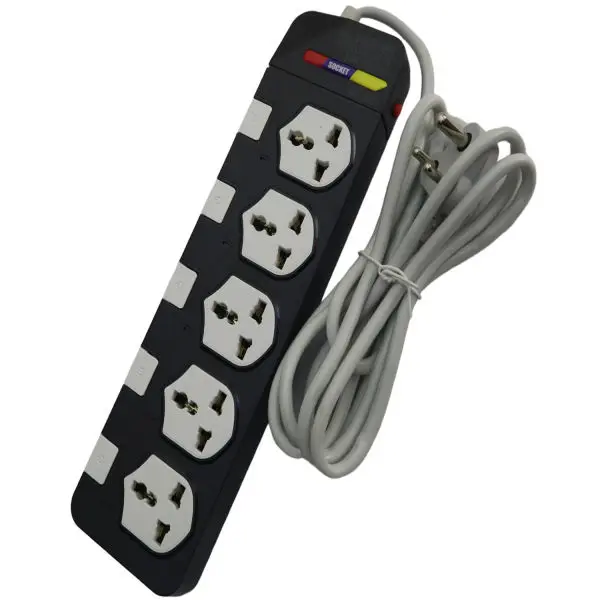 Silvertek 'ST-550' Surge Protector 5 Outlet Universal Electrical 3 Pin Socket Extension Cord Multiplug