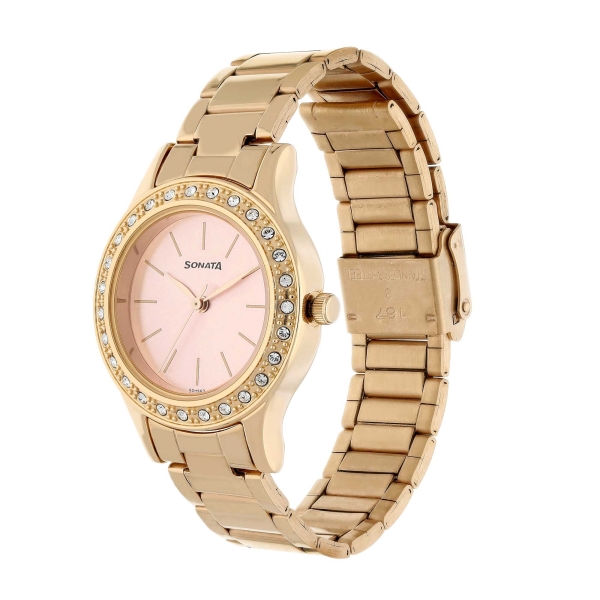 Sonata Blush Pink Dial Women Watch With Stainless Steel Strap - Image 2