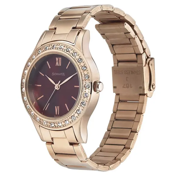 Sonata Blush It Up Maroon Dial Women Watch With Stainless Steel Strap - Image 2