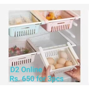 Set of 3 Refrigerator Drawer Fridge Storage Box Rack - Kitchen