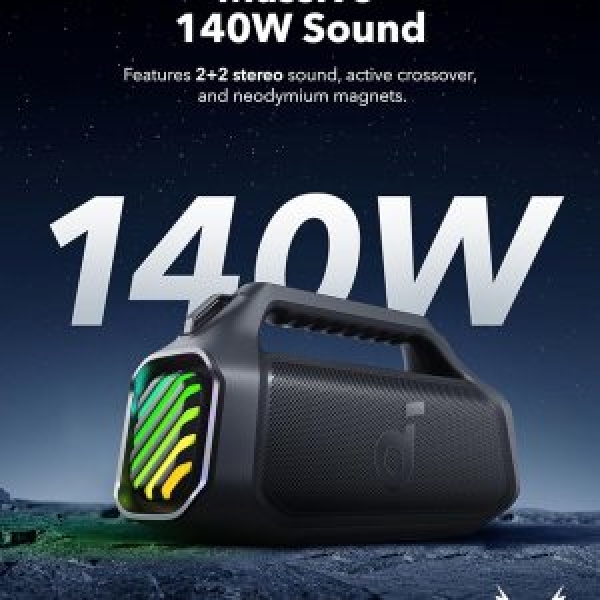 Soundcore Boom 2 Plus By Anker, Outdoor Speaker, 140W, 2+2 Channel, BassUp 2.0, 20H, Fast Charge, IPX7, RGB Lights, Power Bank, BT 5.3 - Image 4