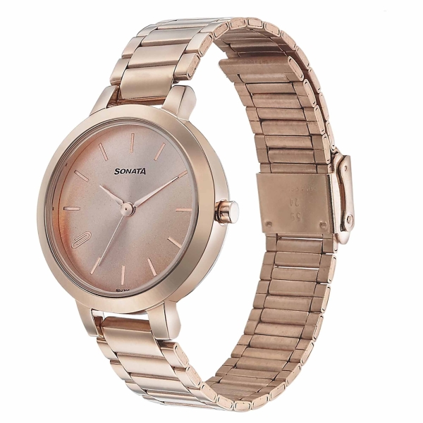 Sonata Play Rose Gold Dial Women Watch With Stainless Steel Strap - Image 2