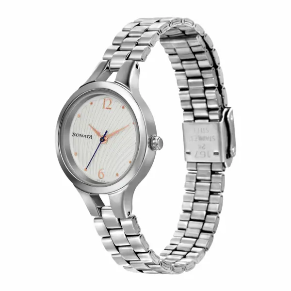 Sonata Workwear White Dial Women Watch With Stainless Steel Strap - Image 2