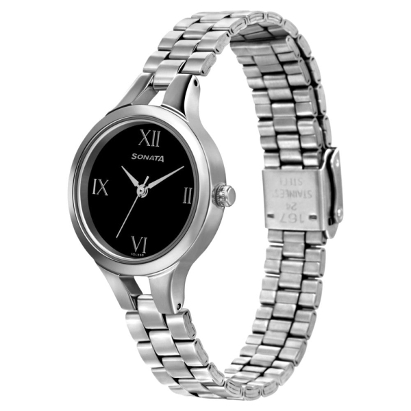 Sonata Wedding Black Dial Women Watch With Stainless Steel Strap - Image 2