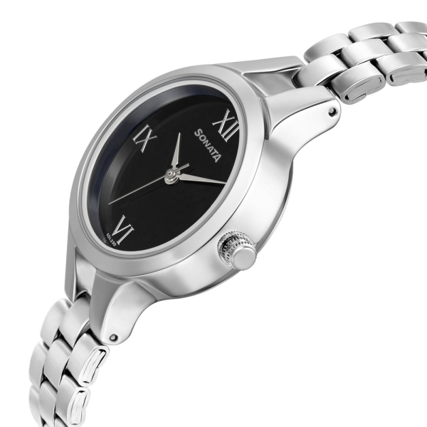 Sonata Wedding Black Dial Women Watch With Stainless Steel Strap - Image 3