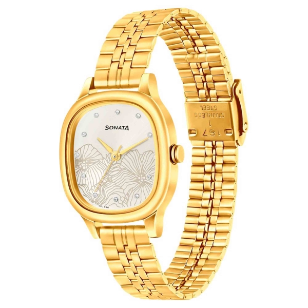 Linnea Silver Dial Yellow Stainless Steel Strap Watch - Image 2