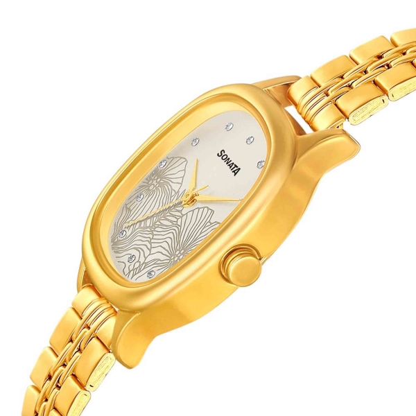 Linnea Silver Dial Yellow Stainless Steel Strap Watch - Image 3
