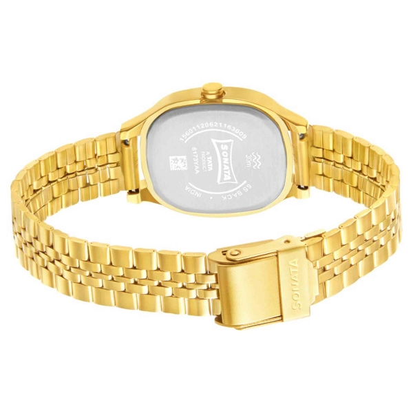 Linnea Silver Dial Yellow Stainless Steel Strap Watch - Image 4
