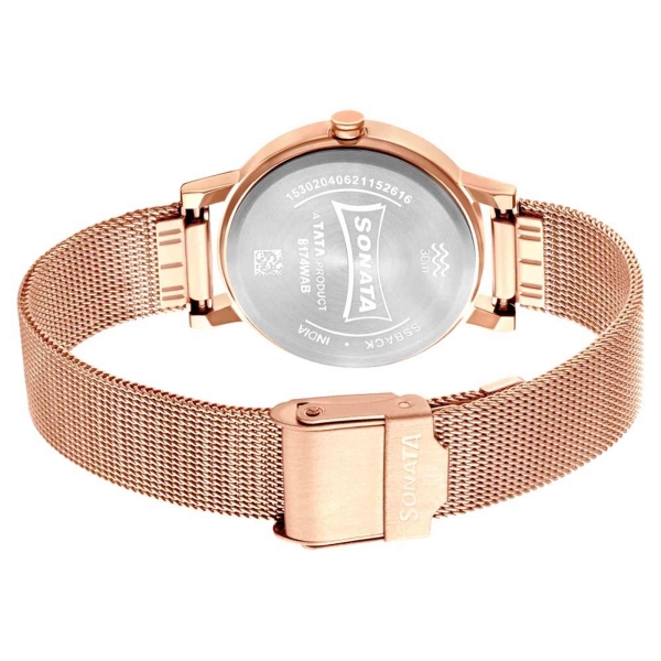 Sonata Linnea Rose Gold Dial Women Watch With Stainless Steel Strap - Image 4