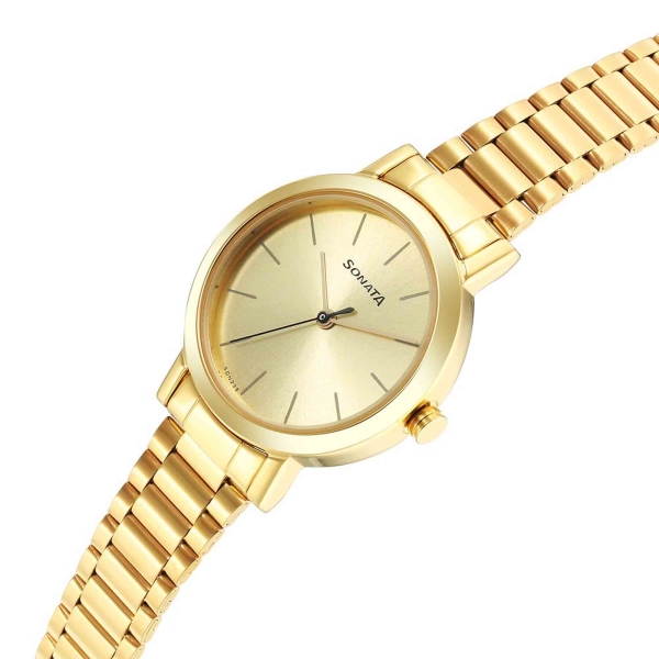 Ladies Essentials Champagne Dial Stainless Steel Strap Watch for Women - Image 3