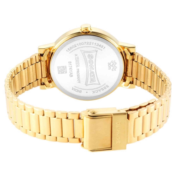 Ladies Essentials Champagne Dial Stainless Steel Strap Watch for Women - Image 4