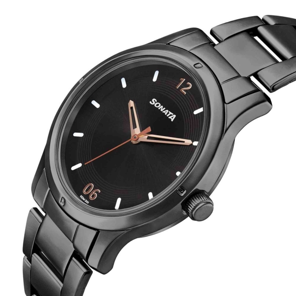 Sota Women of Steel Black Dial Stainless Steel Strap Watch for Women - Image 3