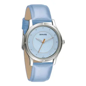 Women of Steel Blue Dial Leather Strap Watch for Women