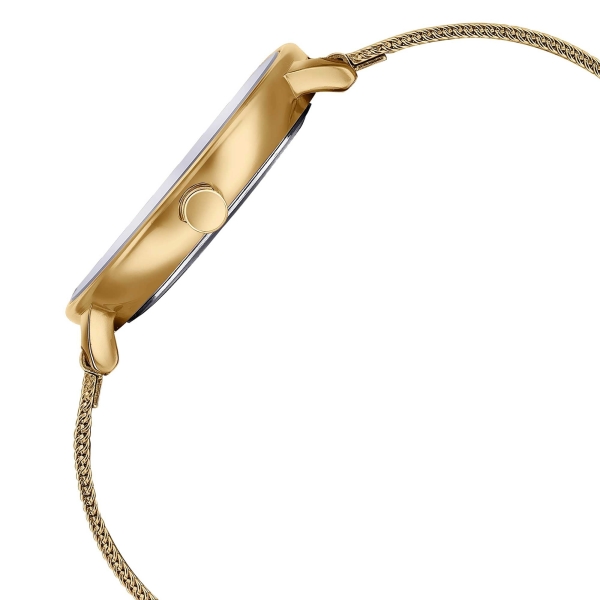 Sonata Sleek Gold-Toned Mesh Bracelet Watch with Minimal Sundial Dial and Arabic Numerals - Image 4
