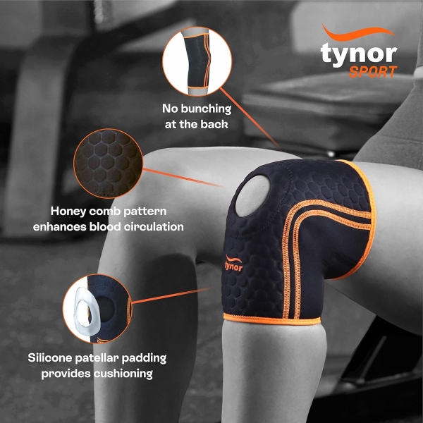 TYNOR Kneecap (Neo) Black & Orange Small - Image 3