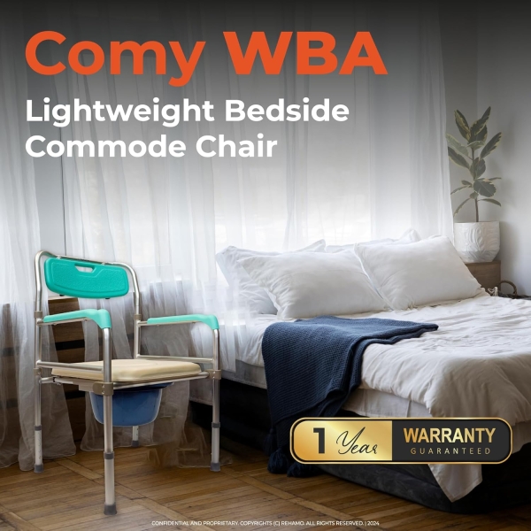 Commode - Soft Seat, Folding Aluminum Frame, Armrest & Backrest, Removable Bin with Lid - Image 3