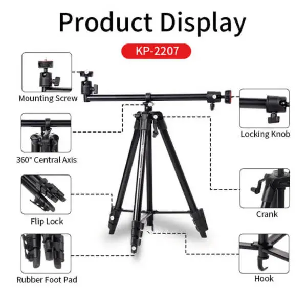 Jmary KP-2207 Professional Heavy Duty Aluminum Extendable Tripod with Mobile Holder