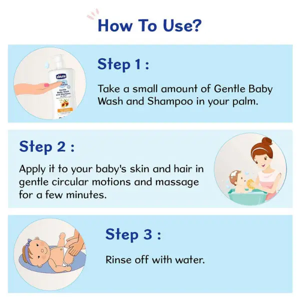 Chicco Gentle Body Wash and Shampoo (200 ml) Baby Moments - Image 3
