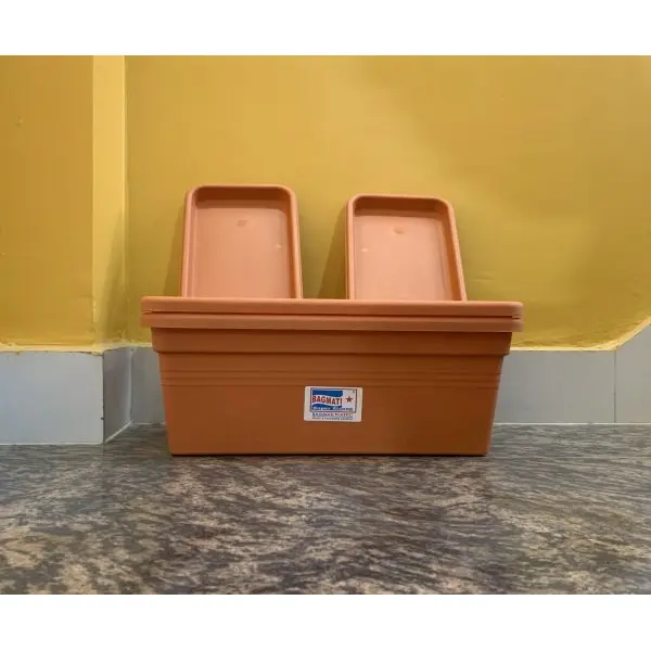 2 Sets Of Rectangular Plastic Flower Pot 6 * 15 Inches With Tray - Image 2