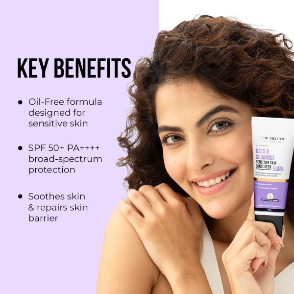 Dr. Sheth's Oats & Ceramide Spf 50+ Pa++++ | Oil-Free Sunscreen For Sensitive Skin 50g - Image 4