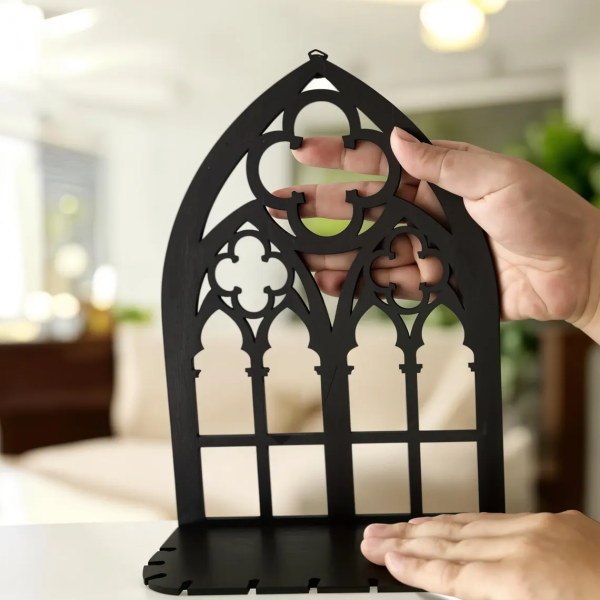 Gothic Wall Shelf Set - Cathedral Arch Wood Shelves for Home Decor, Candles Holder & Pot Stand - Stylish Home Wall Art, Black Wood Wall Shelf ( 3 pc ) - Image 4