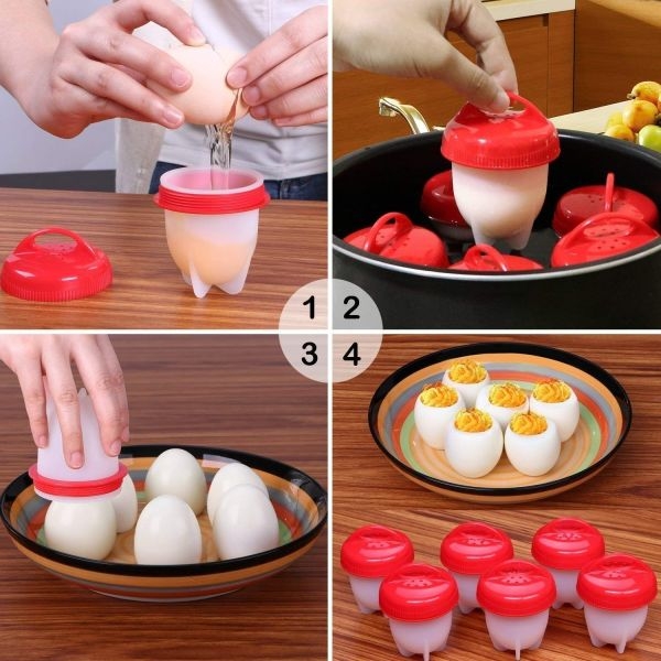 Egg Cooker-Silicone Egg Poachers For Hard Boiled Eggs,Egg Cups(Pack Of 6) - Image 5